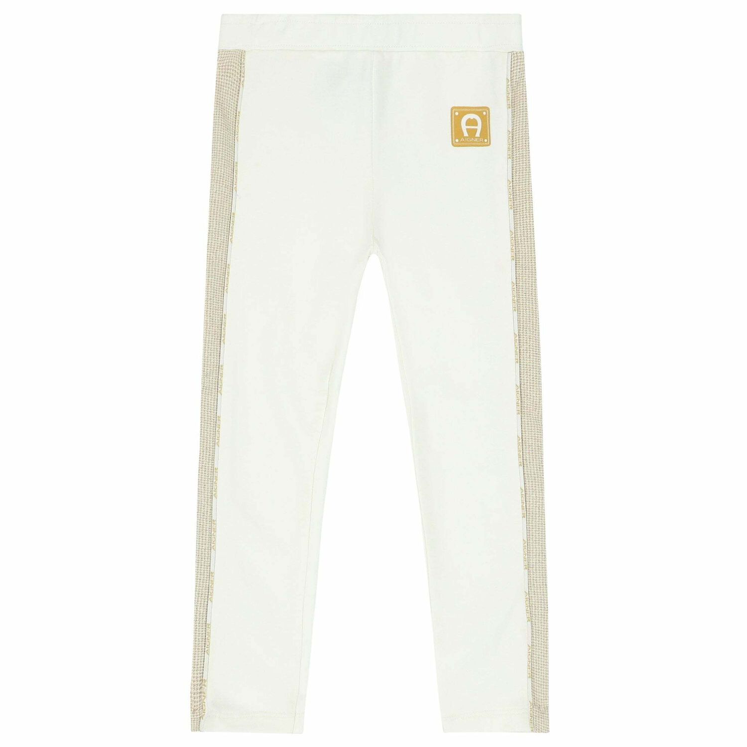 Girls Ivory Logo Trousers, 1, hi-res