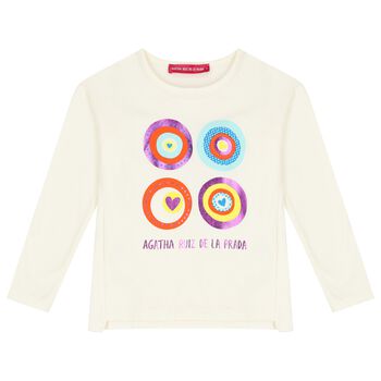 Girls Ivory Logo Long Sleeve Top