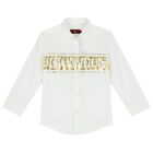 Boys White & Gold Logo Shirt, 1, hi-res