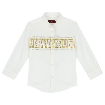 Boys White & Gold Logo Shirt