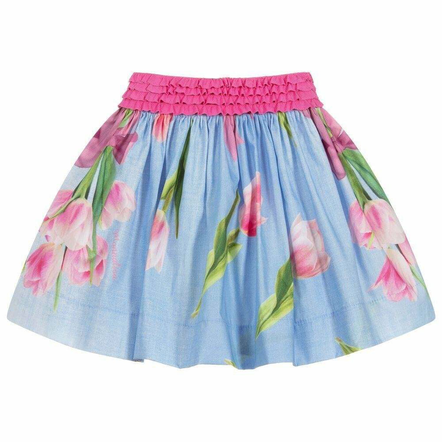 Girls Pink & Blue Floral Skirt, 1, hi-res image number null