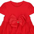 Girls Red Bow Tulle Dress, 1, hi-res