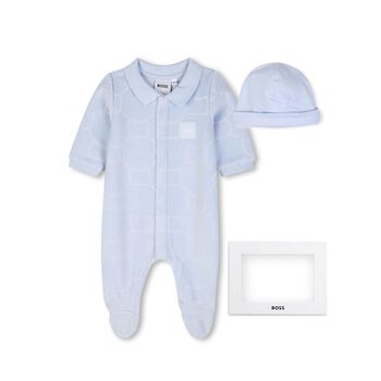 Baby Boys Blue Logo Babygrow Gift Set