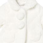 Baby Girls Ivory Faux Fur Coat, 1, hi-res