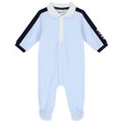 Baby Boys Blue Logo Polo Babygrow, 1, hi-res