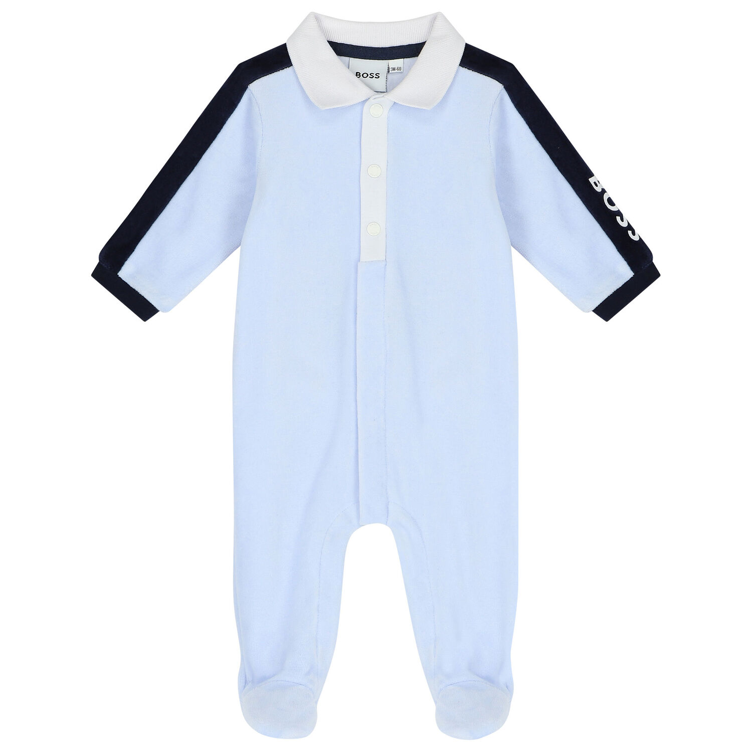Baby Boys Blue Logo Polo Babygrow, 1, hi-res