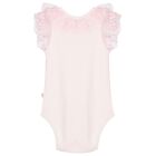 Baby Girls Pink Lace Bodysuit, 1, hi-res