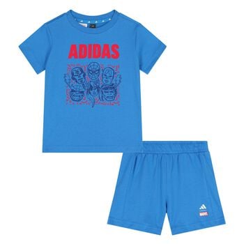 Younger Boys Blue Marvel Shorts Set