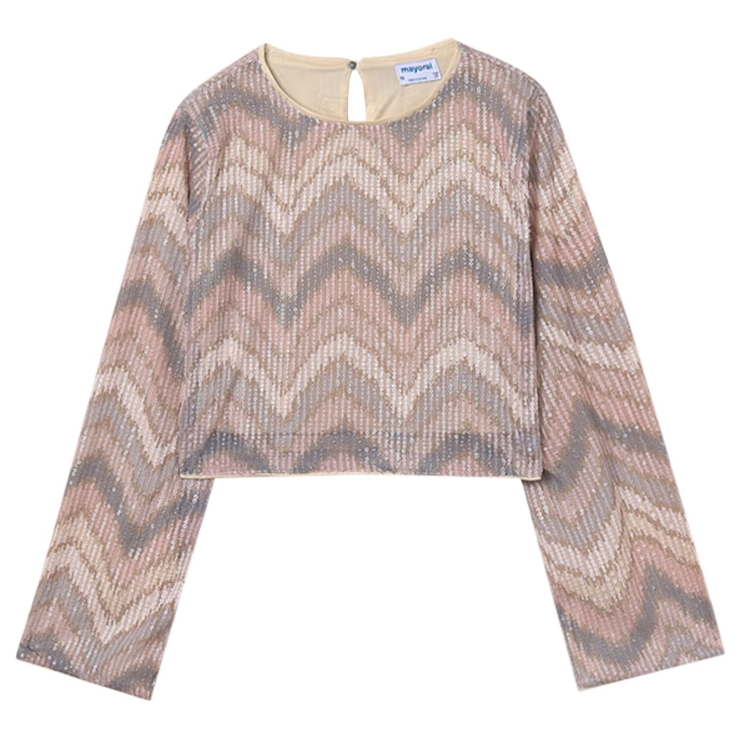 Girls Pink Sequins Long Sleeve Top, 1, hi-res