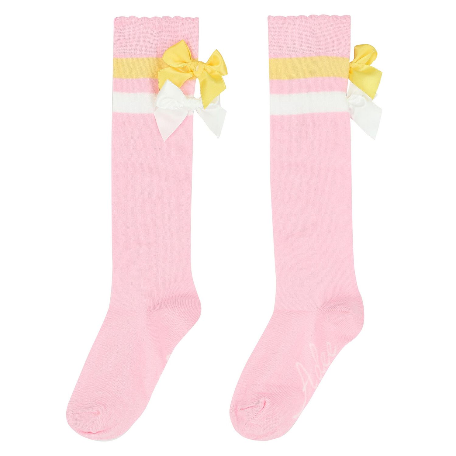Girls Pink Bow Socks, 1, hi-res