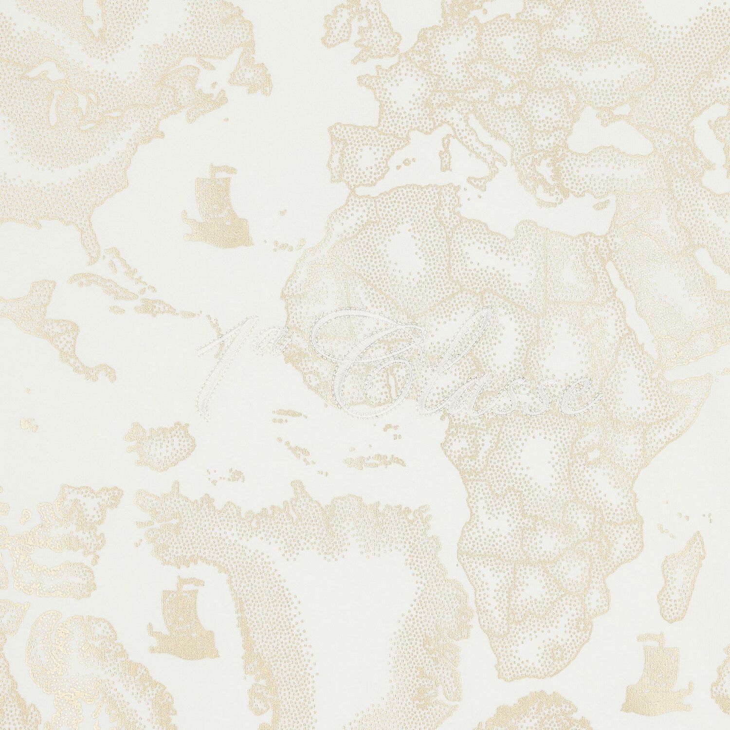 White & Gold Geo Map Baby Blanket, 1, hi-res