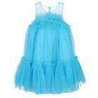 Girls Blue Tulle Dress, 2, hi-res