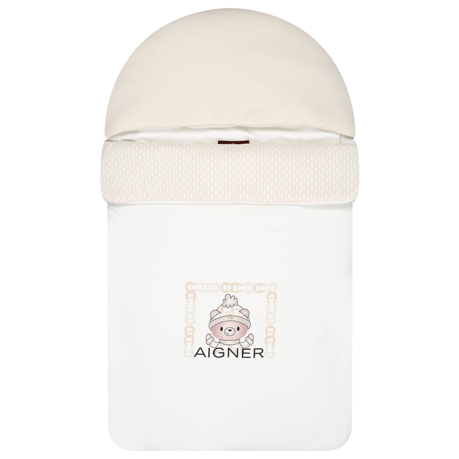 Ivory & Beige Teddy Bear Logo Baby Nest, 1, hi-res