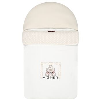 Ivory & Beige Teddy Bear Logo Baby Nest