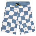 Boys Blue & White Checkerboard Shorts, 1, hi-res
