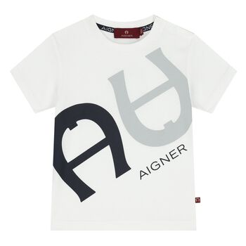 Younger Boys White Logo T-Shirt