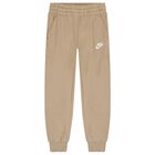 Boys Beige Swoosh Logo Tracksuit, 2, hi-res