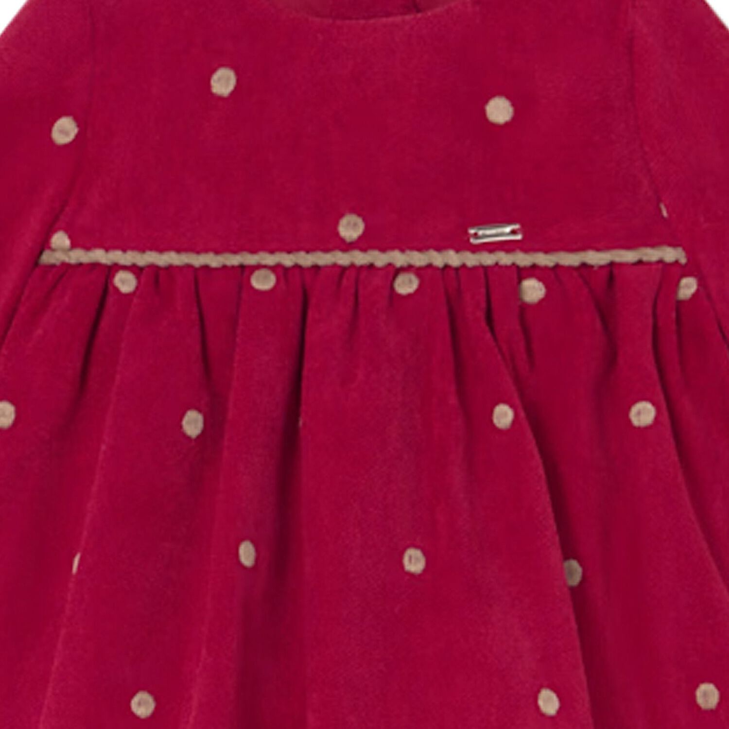 Baby Girls Red Polka Dots Dress, 1, hi-res