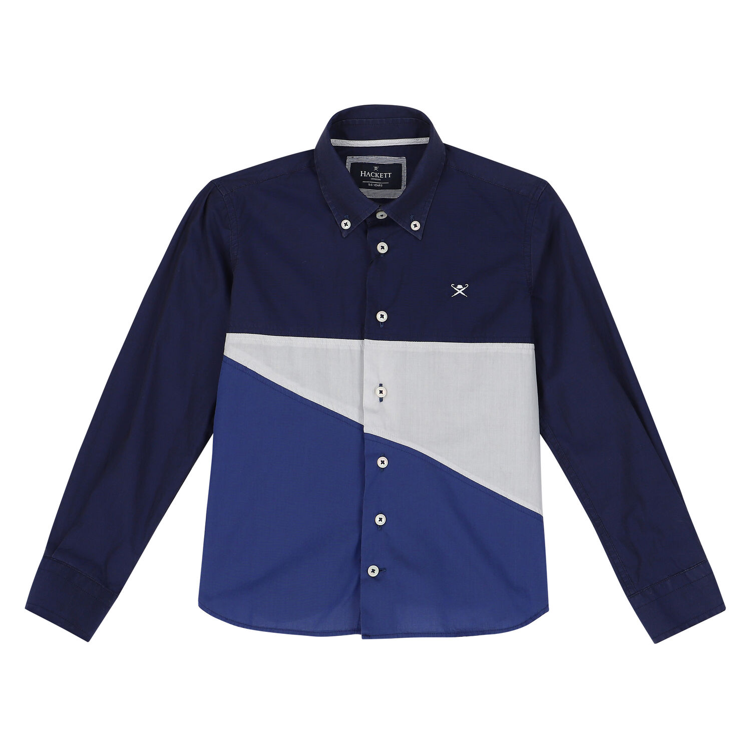 Boys Blue & White Logo Shirt, 1, hi-res