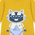 Younger Boys Yellow Robot Long Sleeve Top, 1, hi-res