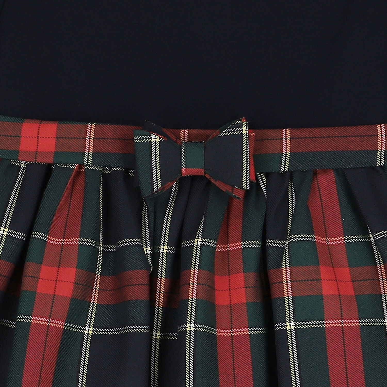 Girls Navy Blue & Red Tartan Dress, 1, hi-res