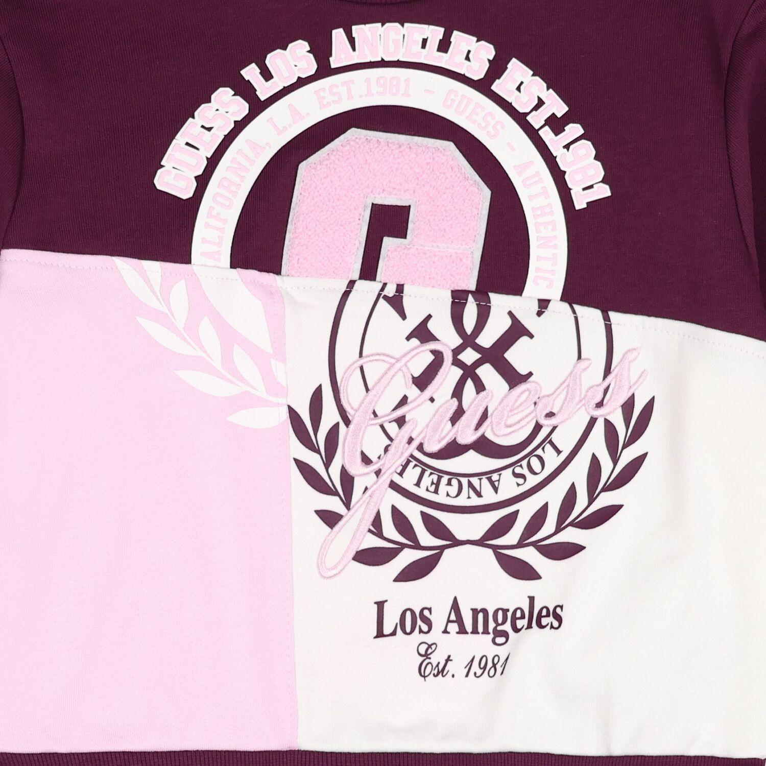 Girls Burgundy, Pink & White Logo Sweatshirt, 1, hi-res