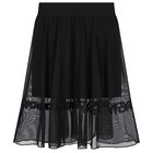 Girls Black Logo Mesh Skirt, 1, hi-res