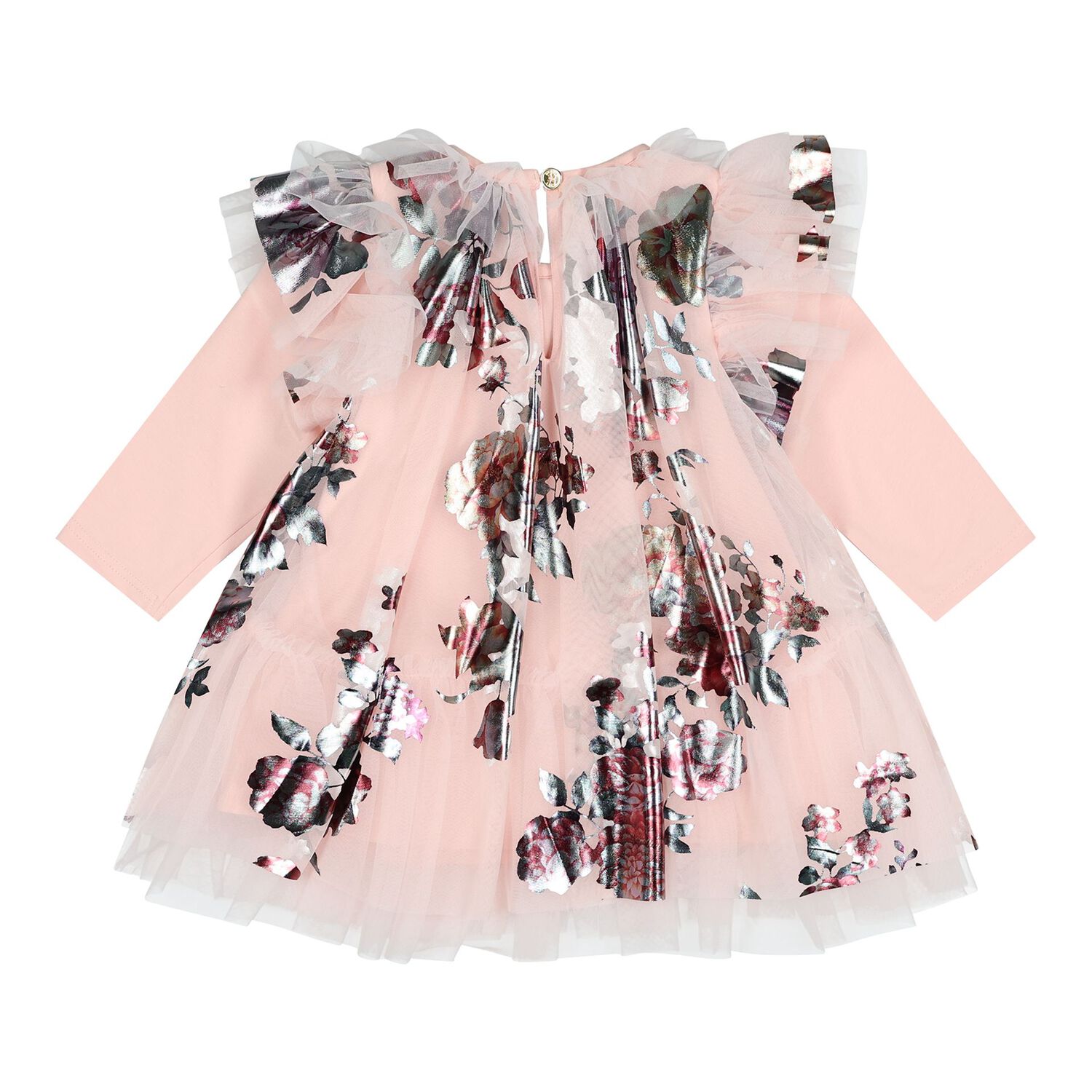 Baby Girls Pink Floral Tulle Doris Dress, 1, hi-res