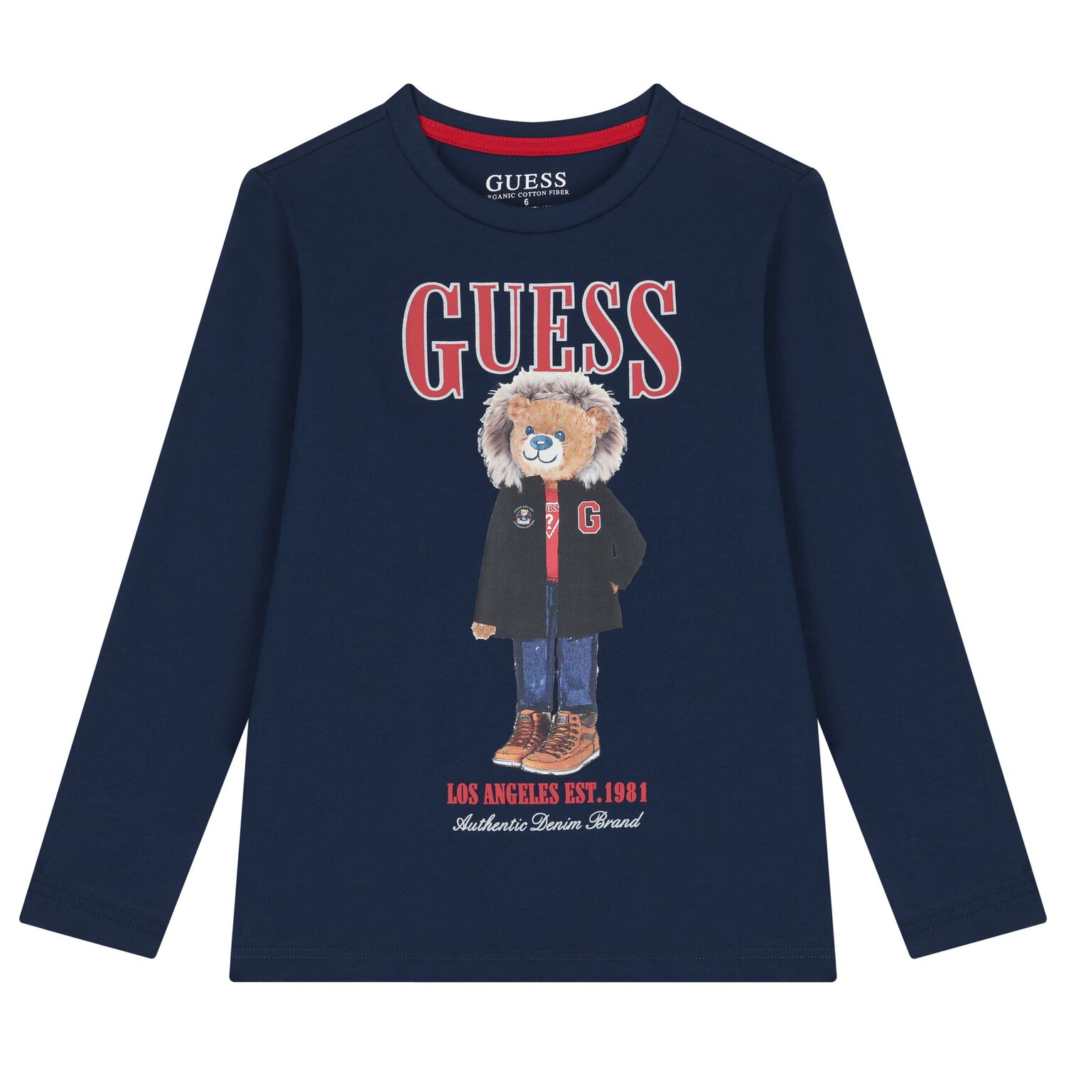 Boys Navy Blue Teddy Bear Long Sleeve Top, 3, hi-res image number null
