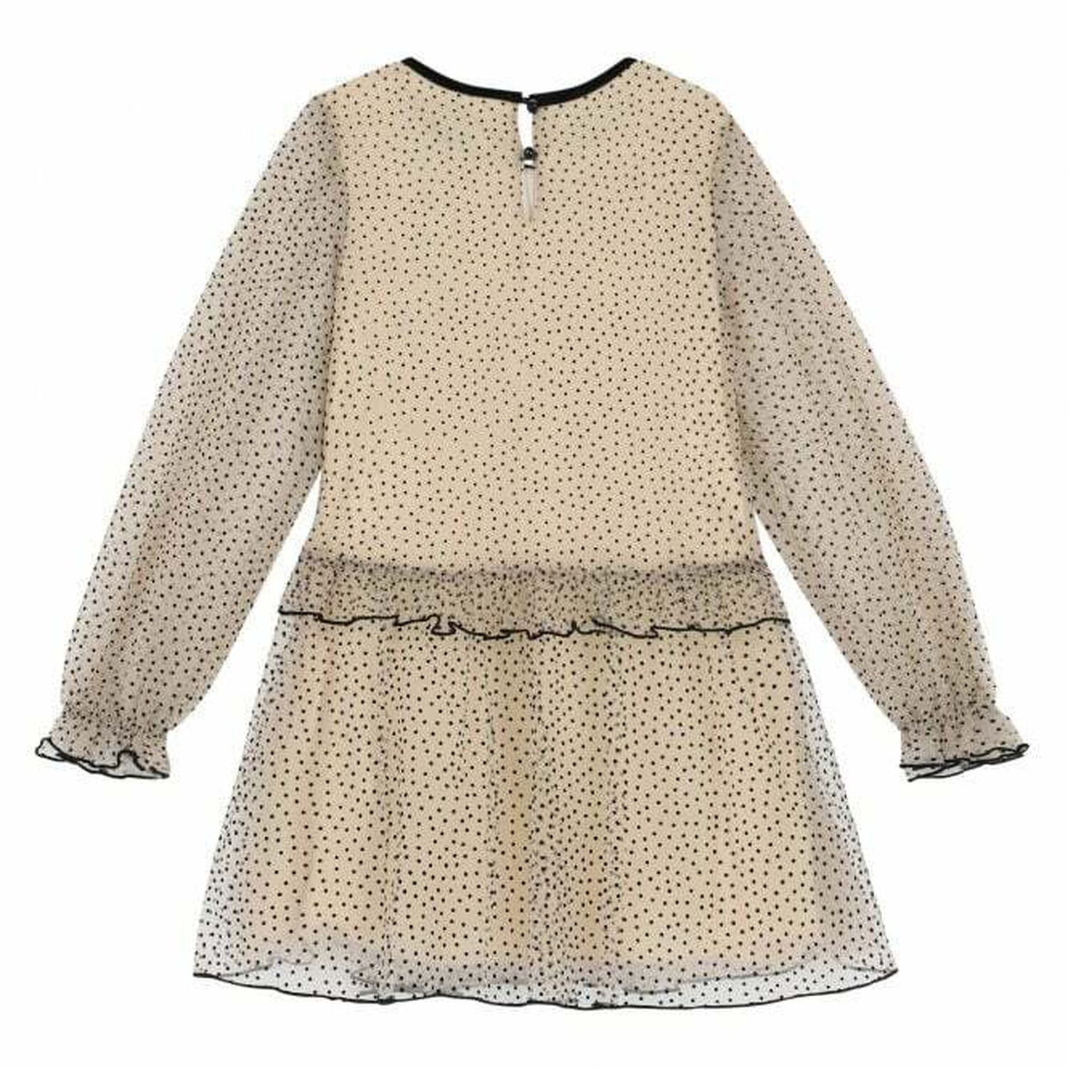 Girls Beige & Black Spotted Dress, 1, hi-res image number null