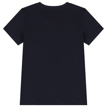 Boys Navy Blue Teddy Bear Logo T-Shirt