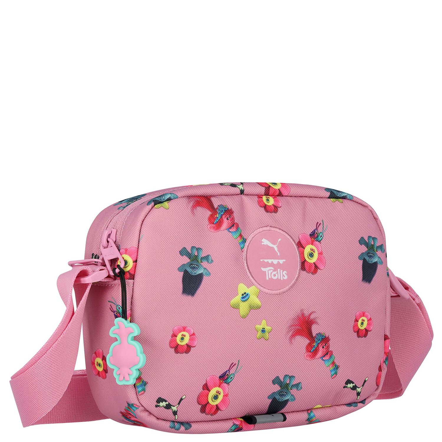 Girls Pink Trolls Logo Handbag, 1, hi-res