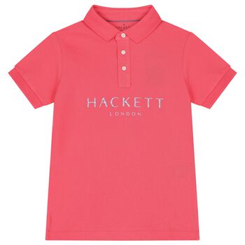 Hackett London Boys Coral Cotton Logo Polo Shirt, 1 Boys Coral Cotton Logo Polo Shirt
