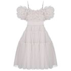 Girls Grey Ruffled Tulle Dress, 1, hi-res