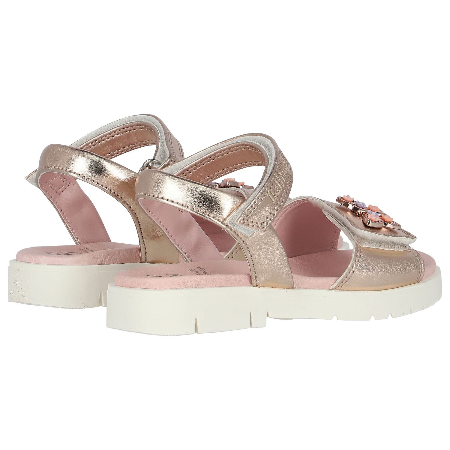 Girls Gold Butterfly Sandals, 2, hi-res