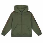 Boys Green Logo Zip Up Top, 1, hi-res