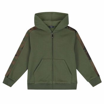 Boys Green Logo Zip Up Top