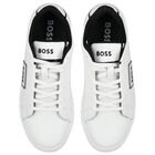 White Logo Leather Trainers, 1, hi-res