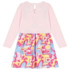 Girls Pink Logo Abstract Dress, 1, hi-res