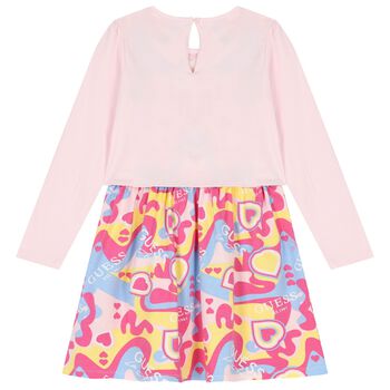 Girls Pink Logo Abstract Dress