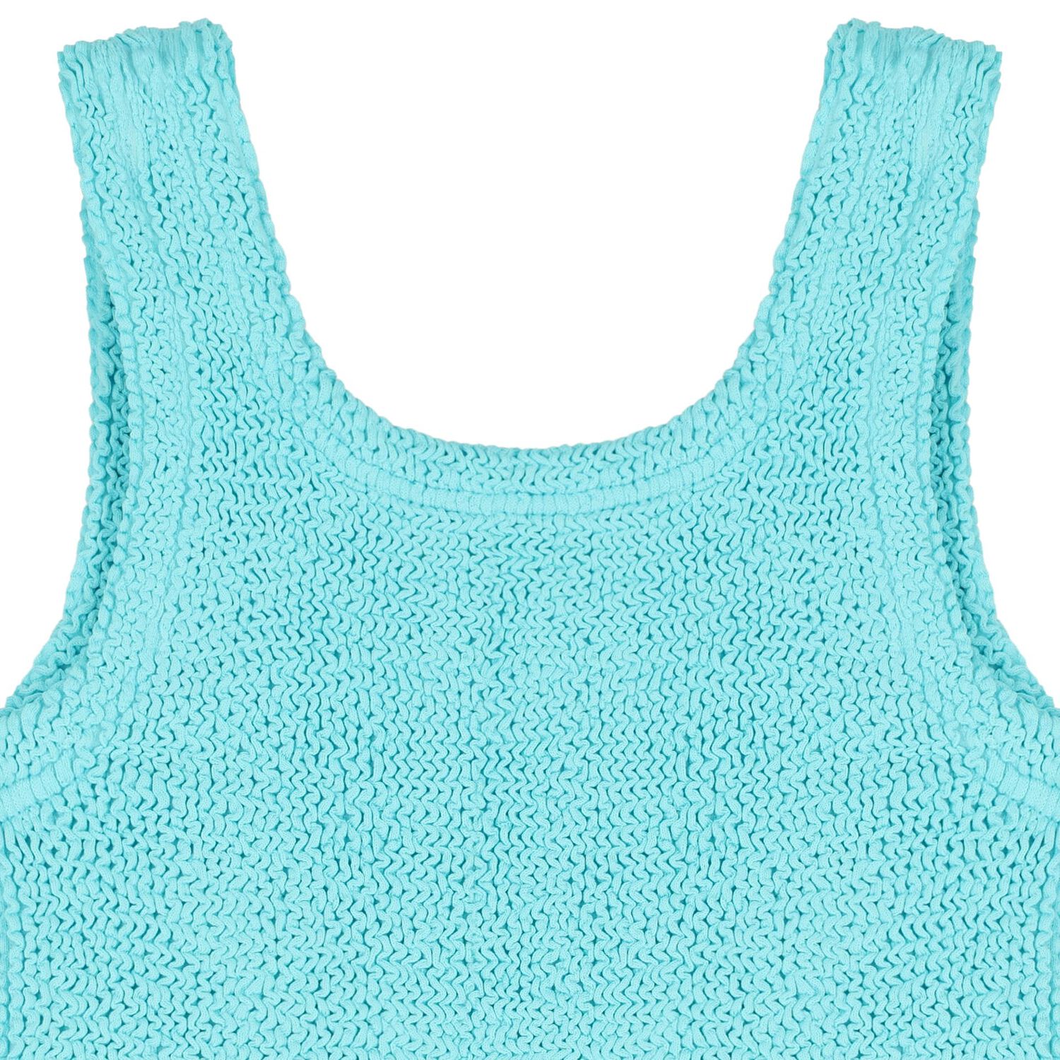 Girls Aqua Crinkle Swimsuit  , 1, hi-res
