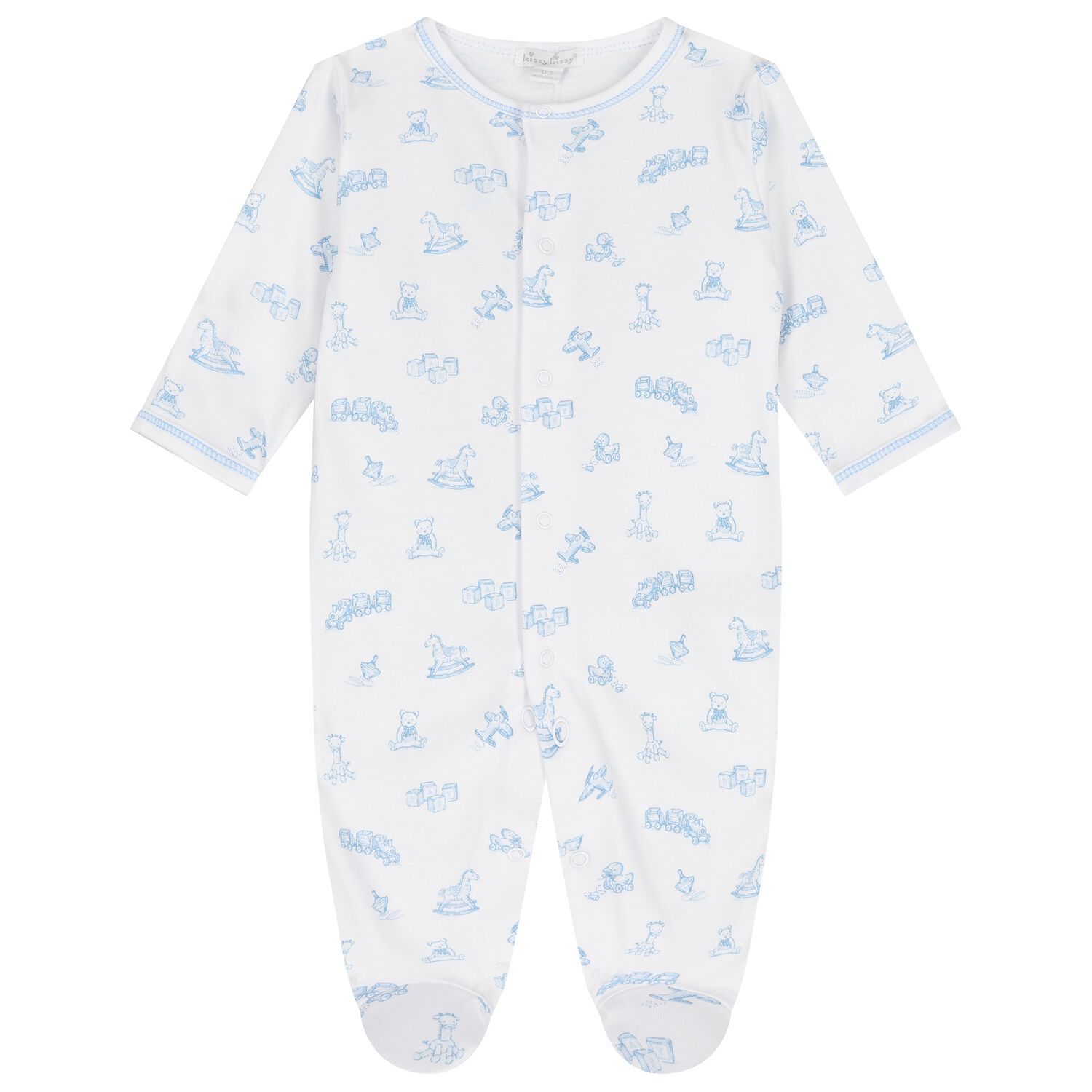 Baby Boys White & Blue Vintage Toy Treasures Babygrow, 1, hi-res image number null