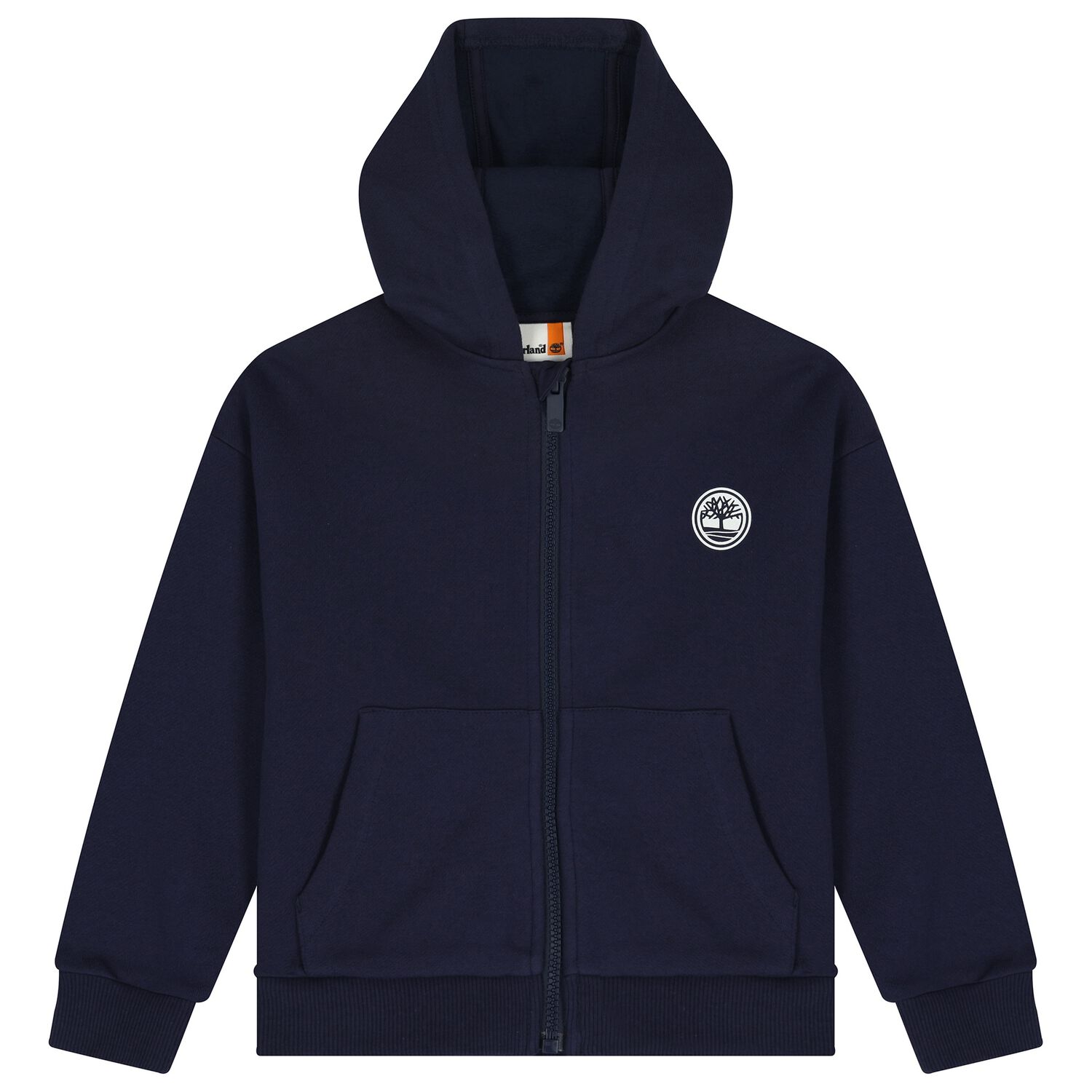 Boys Navy Blue Logo Hooded Zip Up Top, 2, hi-res