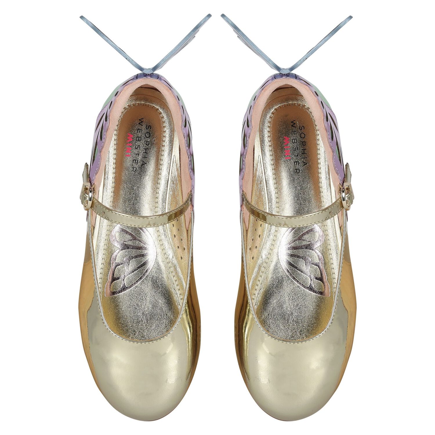 Girls Gold Butterfly Shoes, 1, hi-res