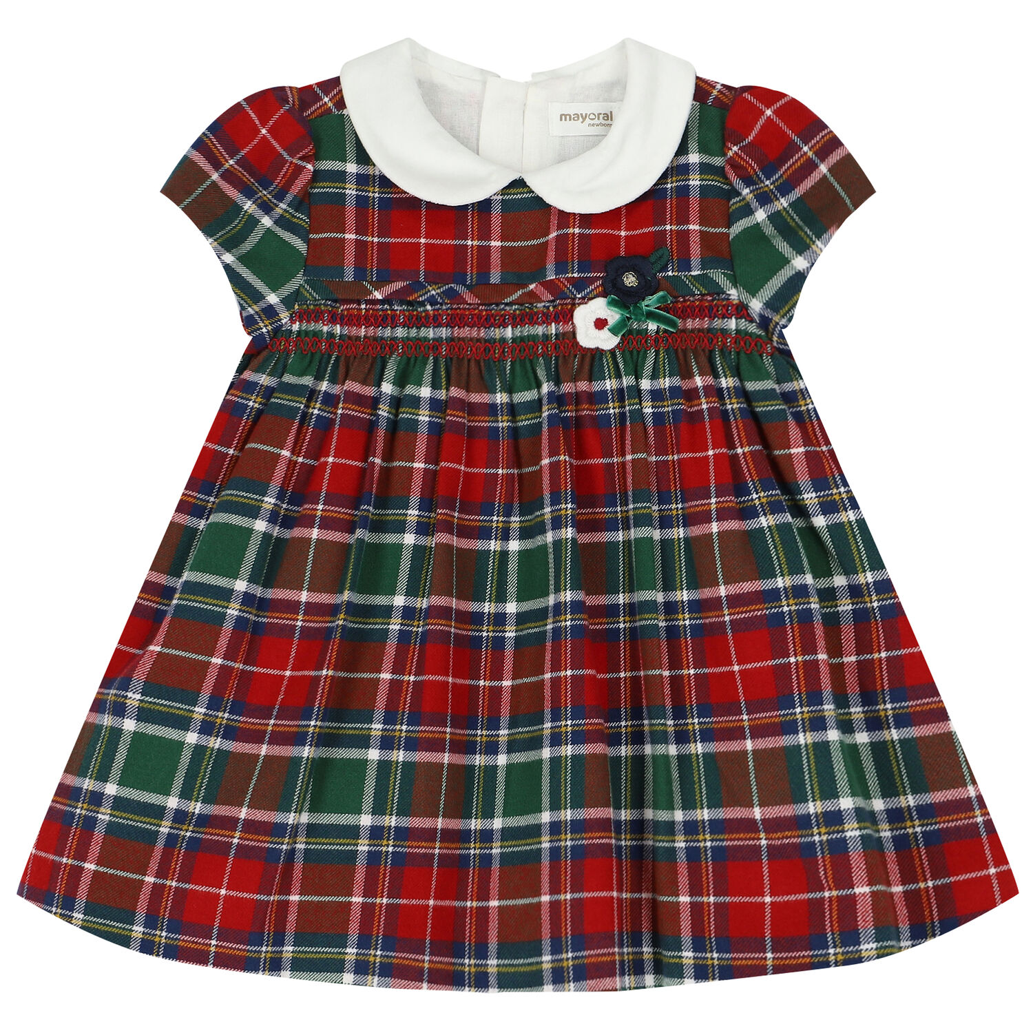 Baby Girls Red & Green Tartan Dress, 1, hi-res