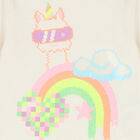 Younger Girls Ivory Llama Long Sleeve Top, 1, hi-res