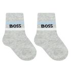 Baby Boys White, Navy Blue & Grey Logo Socks ( 3-Pack ), 2, hi-res