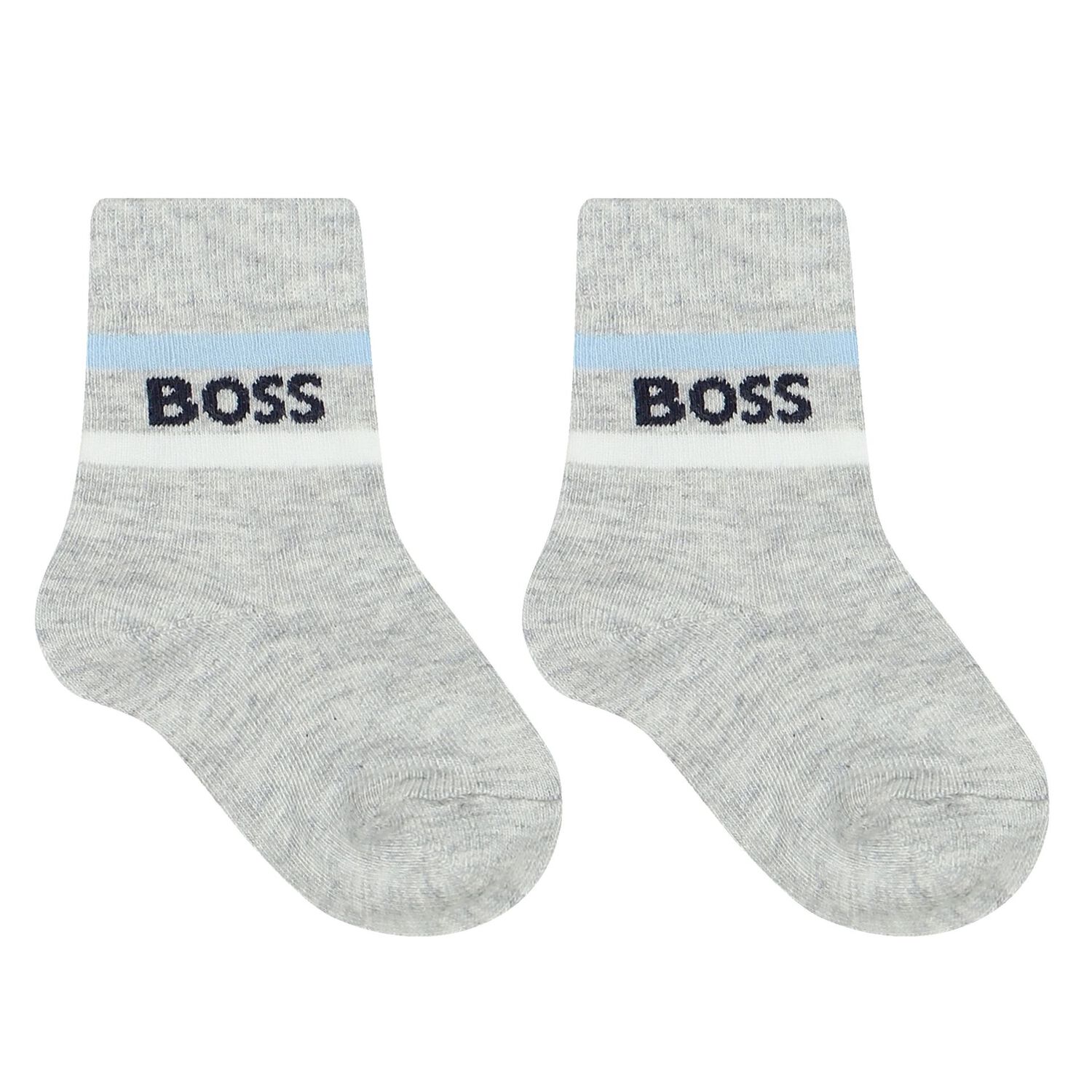 Baby Boys White, Navy Blue & Grey Logo Socks ( 3-Pack ), 2, hi-res