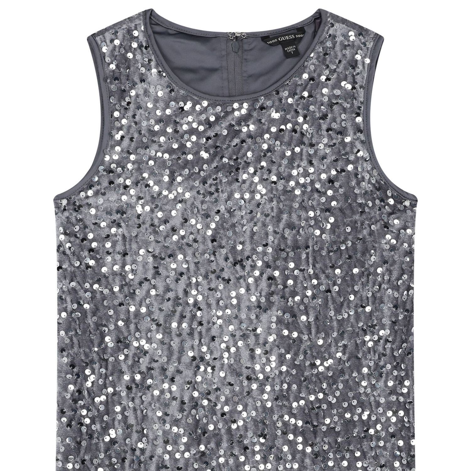 Girls Grey Embellished Dress, 1, hi-res