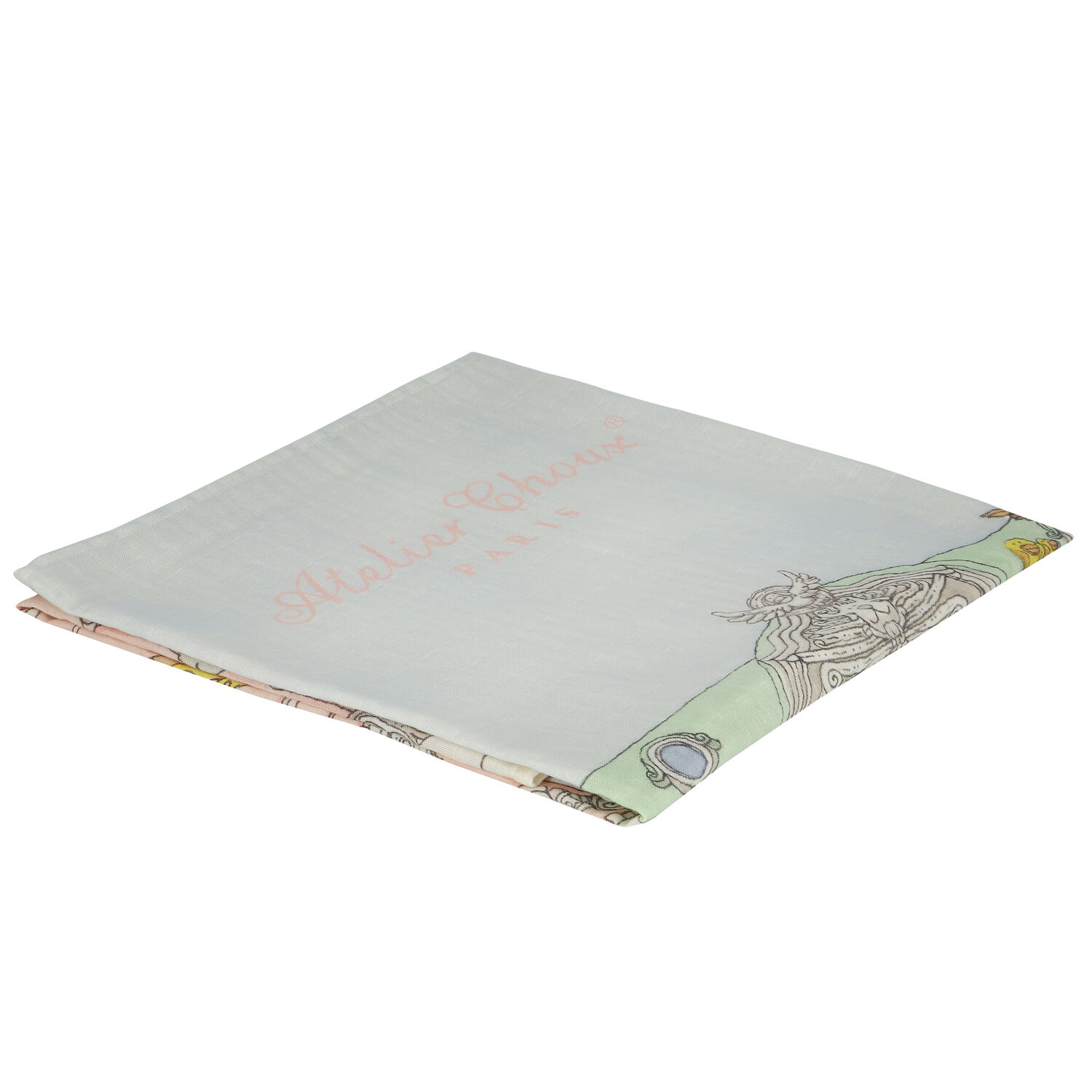 Blue & Pink Monceau Swaddle Carré Baby Blanket, 1, hi-res image number null